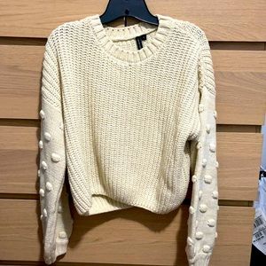 Mona and Moon Balloon Sleeve Cream Sweater